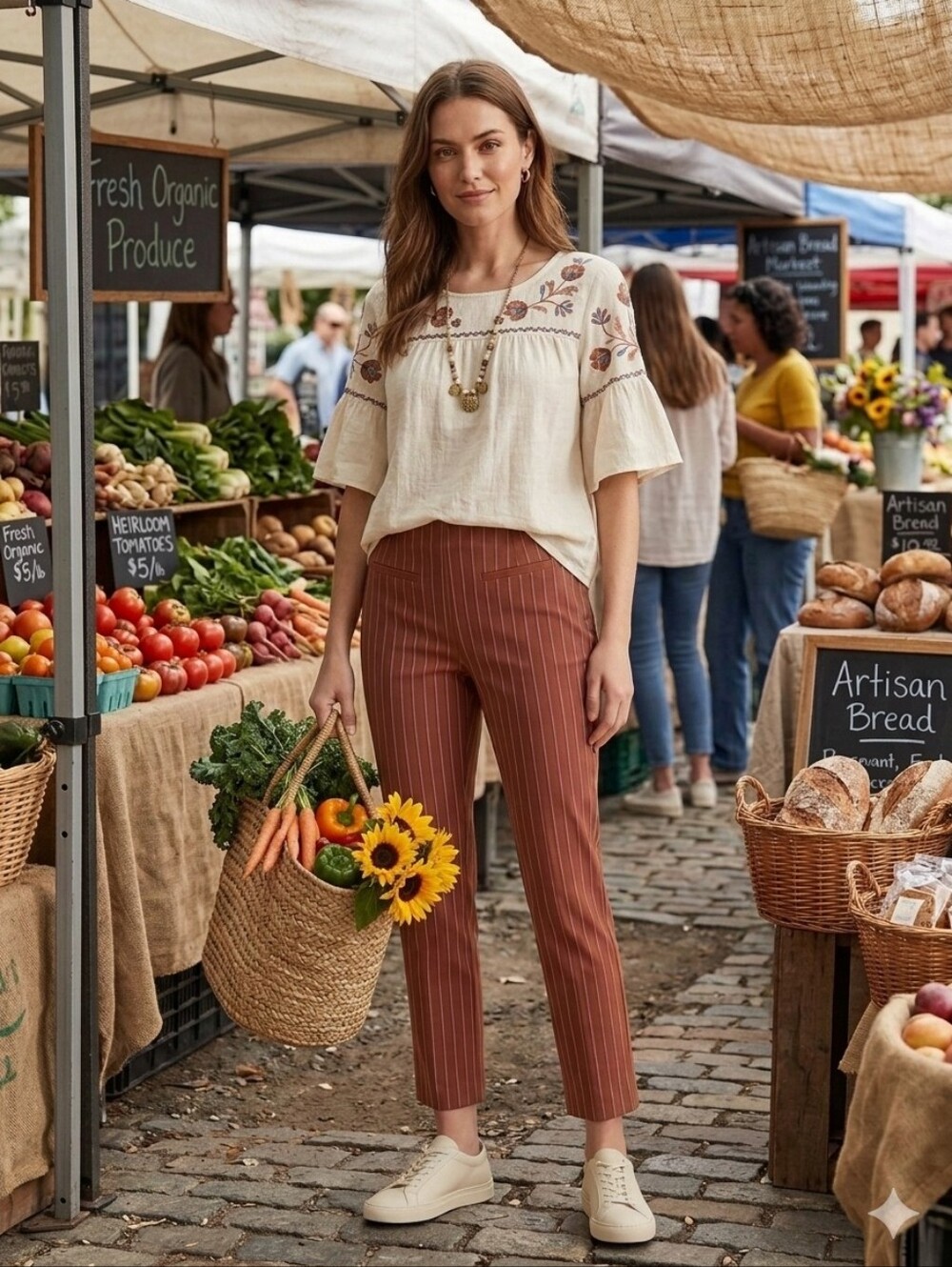 Anthropologie Essential Slim Crop Pinstripe Pants Rust Burgundy Stripe Size 12